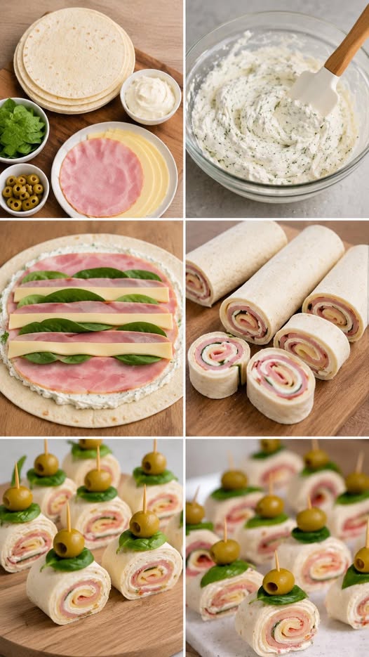 Pinwheels de Tortilla au Jambon, Fromage et Olives : L’Apéritif Chic et Facile