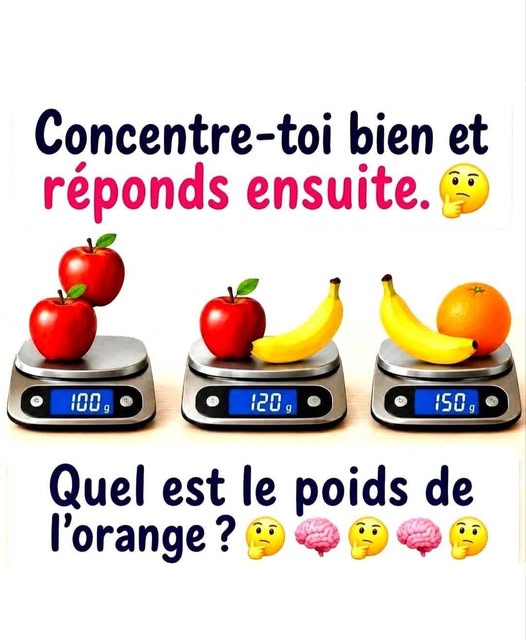 🍊 Défi du jour : Quel est le poids de l’orange ? Clic le lien pour réponse