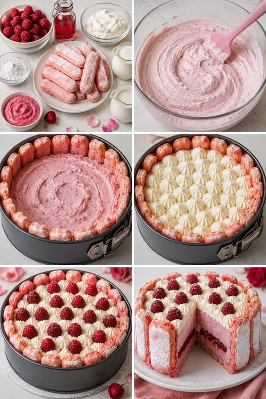Charlotte aux Framboises et Biscuits Roses